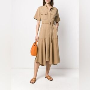 A.L.C. Emma Belted Shirt Dress Beige